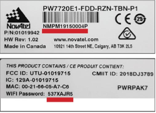 Label showing serial number